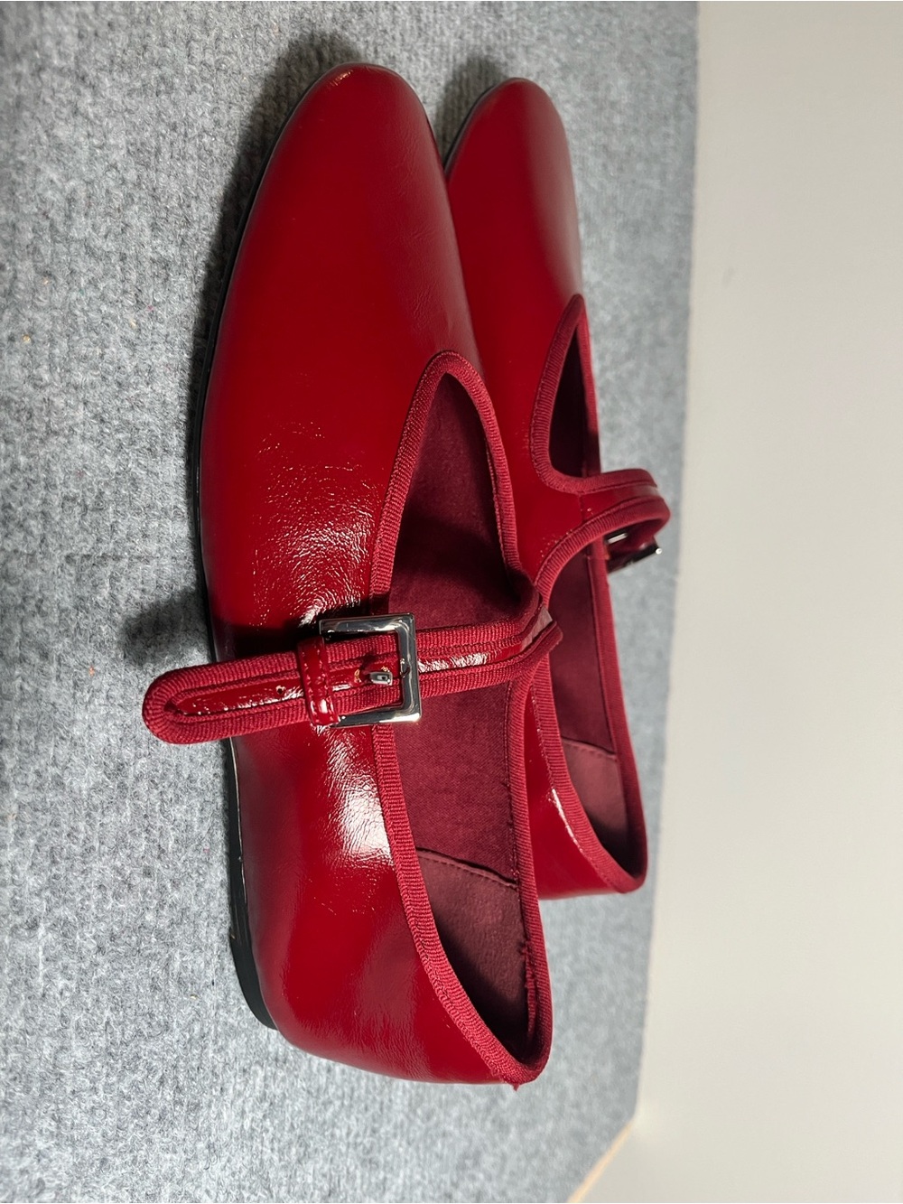 Steve Madden Red Patent Mary Jane Flats with Buckle